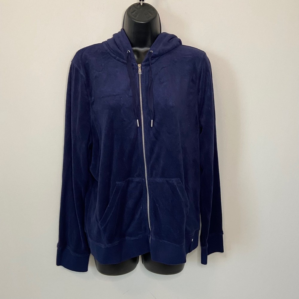 Ralph Lauren Blue Velour Velvet Sweater Hoodie Size XL NWT